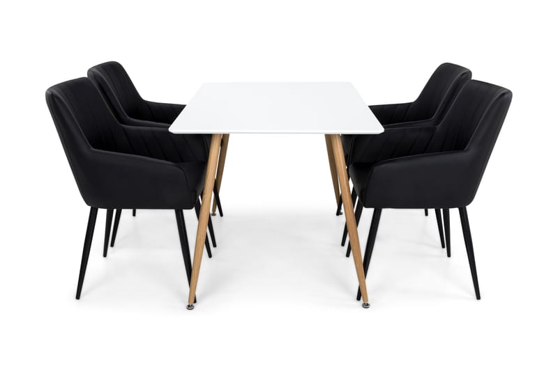 PESO Matbord + 4 CASPIAN Stol Svart/Vit - Matgrupp & matbord med stolar