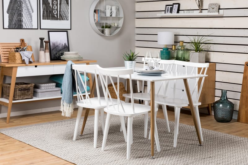 PESO Matbord + 4 COMO Stol Vit - Möbler - Matplats - Matgrupp & matbord med stolar