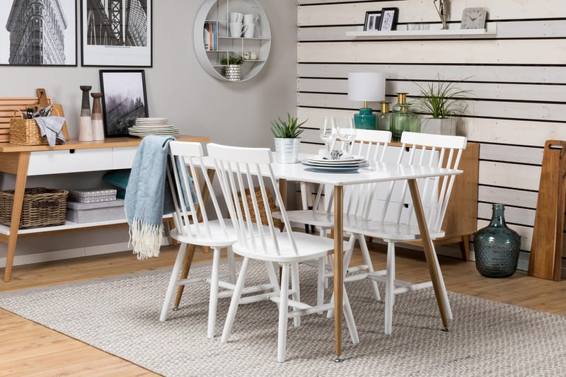 PESO Matbord + 4 LANT Stol Vit - Möbler - Matplats - Matgrupp & matbord med stolar
