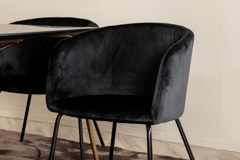 Pipi Matgrupp 190 cm inkl 6 Berita Stolar - Svart/Koppar - Möbler - Matplats - Matgrupp & matbord med stolar