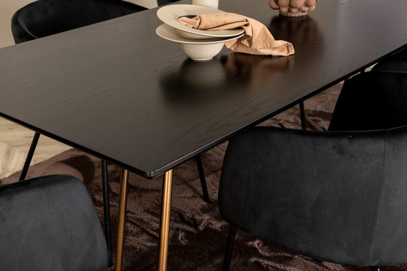 Pipi Matgrupp 190 cm inkl 6 Berita Stolar - Svart/Koppar - Möbler - Matplats - Matgrupp & matbord med stolar