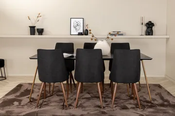 Pipi Matgrupp 190 cm inkl 6 Campomar Stolar - Svart/Koppar/Brun - Möbler - Matplats - Matgrupp & matbord med stolar