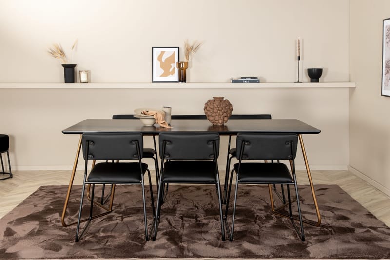 Pipi Matgrupp 190 cm inkl 6 Kenth Stolar - Svart/Koppar - Möbler - Matplats - Matgrupp & matbord med stolar