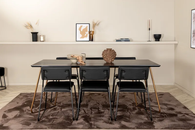 Pipi Matgrupp 190 cm inkl 6 Kenth Stolar - Svart/Koppar - Möbler - Matplats - Matgrupp & matbord med stolar