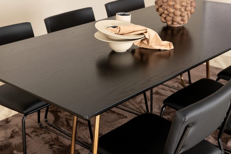 Pipi Matgrupp 190 cm inkl 6 Kenth Stolar - Svart/Koppar - Möbler - Matplats - Matgrupp & matbord med stolar