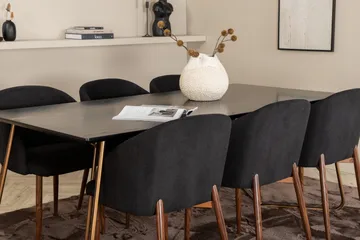 Pipi Matgrupp 190 cm inkl 6 Kullersbro Stolar - Svart/Koppar/Brun - Möbler - Matplats - Matgrupp & matbord med stolar