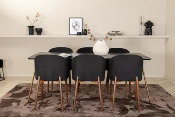 Pipi Matgrupp 190 cm inkl 6 Kullersbro Stolar - Svart/Koppar/Brun - Möbler - Matplats - Matgrupp & matbord med stolar