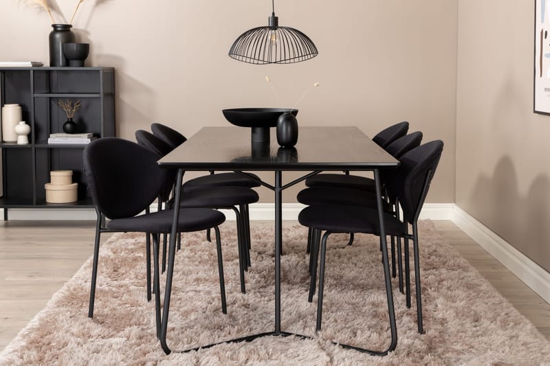 Pipi Matgrupp 190 cm inkl 6 Moncoll Stolar, Svart