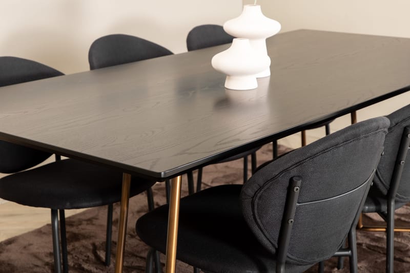 Pipi Matgrupp 190 cm inkl 6 Moncoll Stolar - Svart/Koppar - Möbler - Matplats - Matgrupp & matbord med stolar