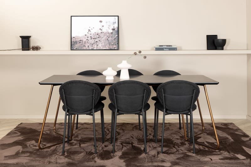 Pipi Matgrupp 190 cm inkl 6 Moncoll Stolar - Svart/Koppar - Möbler - Matplats - Matgrupp & matbord med stolar