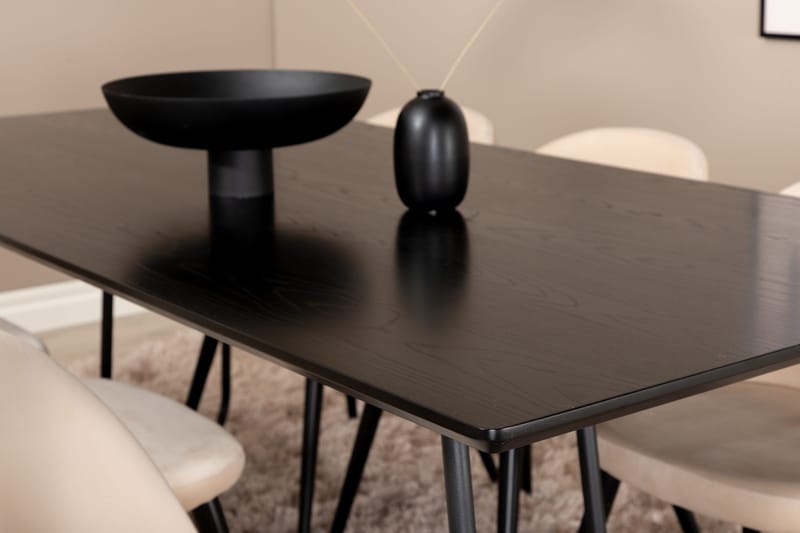Pipi Matgrupp 190 cm inkl 6 Velvets Stolar - Svart - Möbler - Matplats - Matgrupp & matbord med stolar