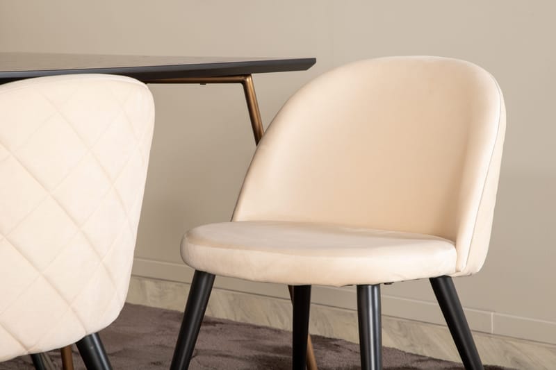 Pipi Matgrupp 190 cm inkl 6 Velvets Stolar - Svart/Koppar - Möbler - Matplats - Matgrupp & matbord med stolar