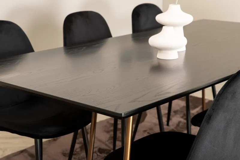 Pipi Matgrupp 190 cm inkl 6 Pontus Stolar - Svart/Koppar - Möbler - Matplats - Matgrupp & matbord med stolar