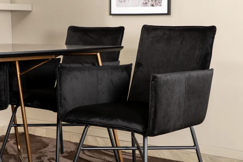 Pipi Matgrupp 190 cm inkl 6 Pipi Stolar - Svart/Koppar - Möbler - Matplats - Matgrupp & matbord med stolar