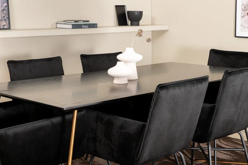 Pipi Matgrupp 190 cm inkl 6 Pipi Stolar - Svart/Koppar - Möbler - Matplats - Matgrupp & matbord med stolar