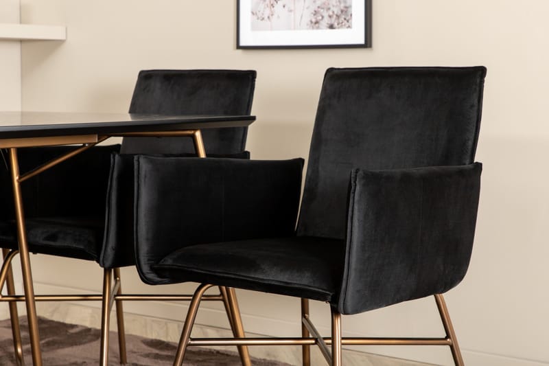 Pipi Matgrupp 190 cm inkl 6 Pipi Stolar - Svart/Koppar - Möbler - Matplats - Matgrupp & matbord med stolar