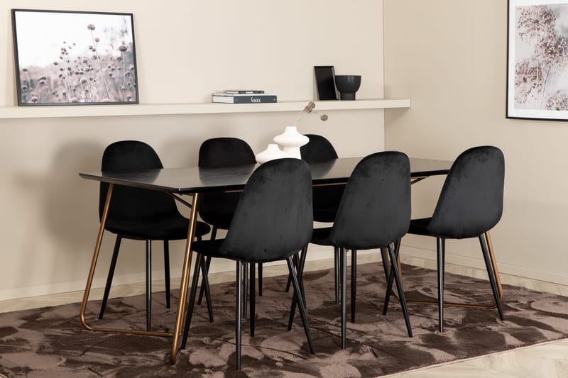 Pipi Matgrupp 190 cm inkl 6 Pontus Stolar - Svart/Koppar - Möbler - Matplats - Matgrupp & matbord med stolar