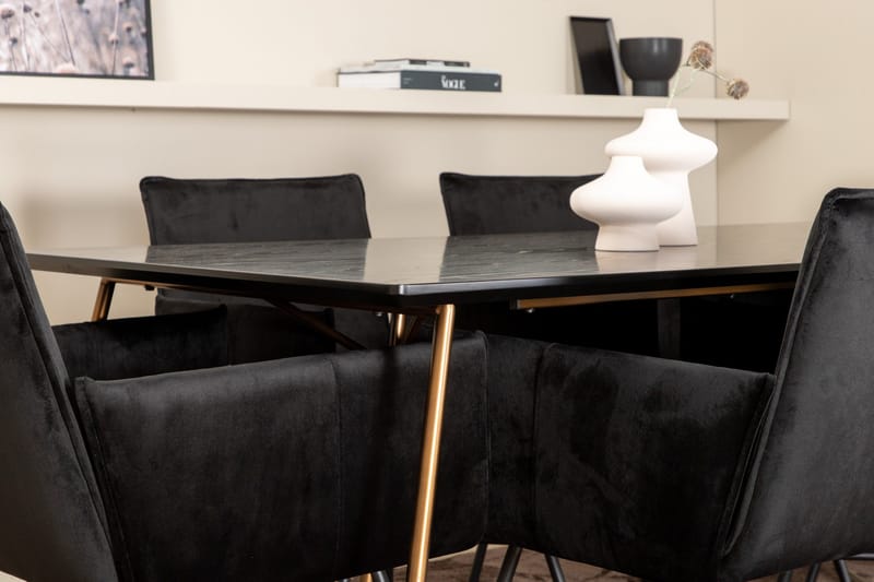 Pipi Matgrupp 190 cm inkl 6 Pipi Stolar - Svart/Koppar - Möbler - Matplats - Matgrupp & matbord med stolar