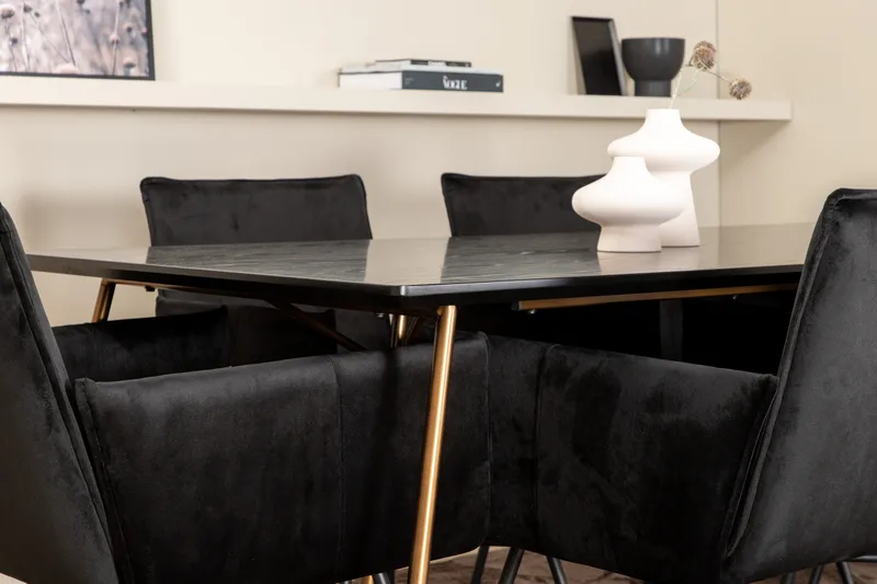 Pipi Matgrupp 190 cm inkl 6 Pipi Stolar - Svart/Koppar - Möbler - Matplats - Matgrupp & matbord med stolar