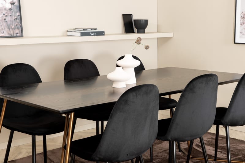 PISCE Matbord 190 cm Svart/Koppar + 6 PESO Stolar - Möbler - Matplats - Matgrupp & matbord med stolar