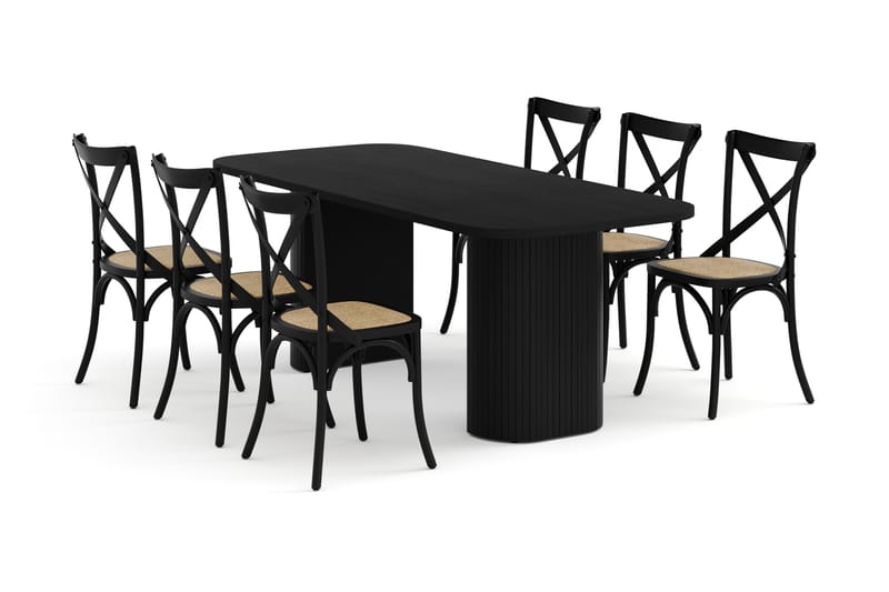 RAMSTA Matbord 200 cm med FORTEILAND Matstolar - Matgrupp & matbord med stolar