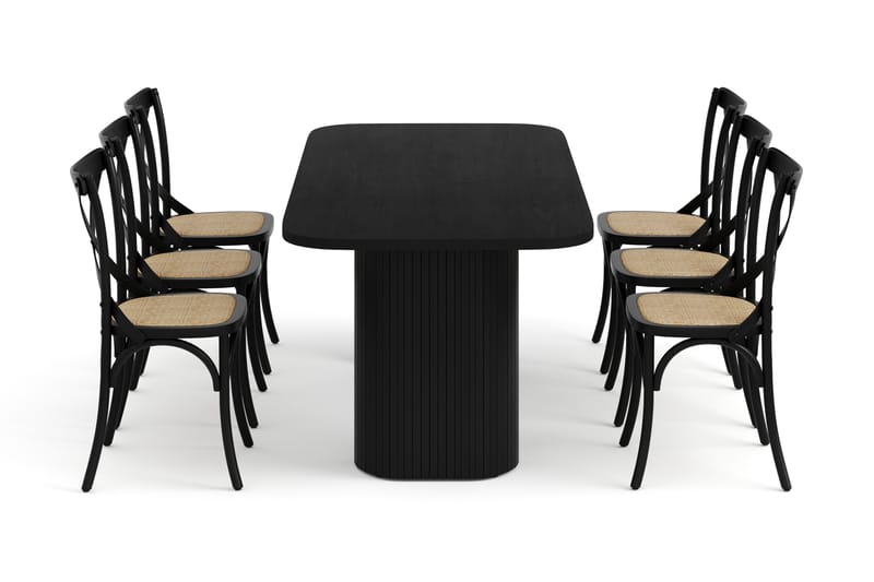 RAMSTA Matbord 200 cm med FORTEILAND Matstolar - Matgrupp & matbord med stolar