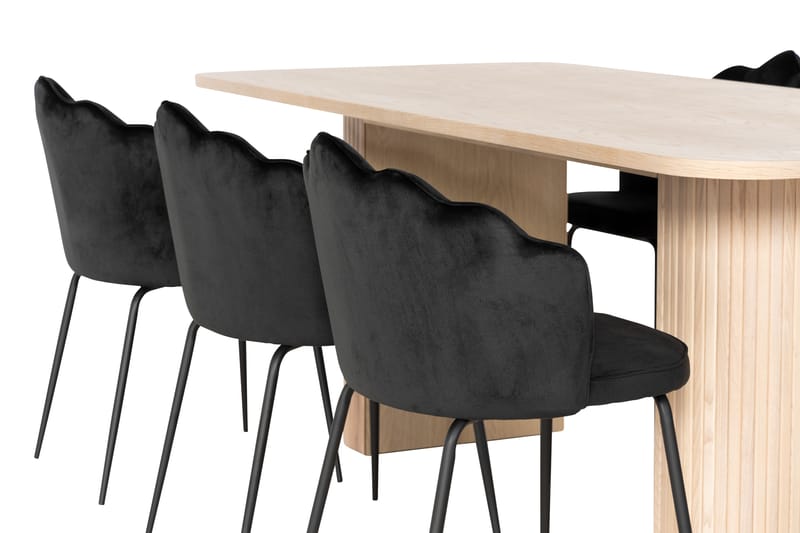 RAMSTA Matbord 200 cm Vit + 6 STENUM Stolar Svart - Matgrupp & matbord med stolar