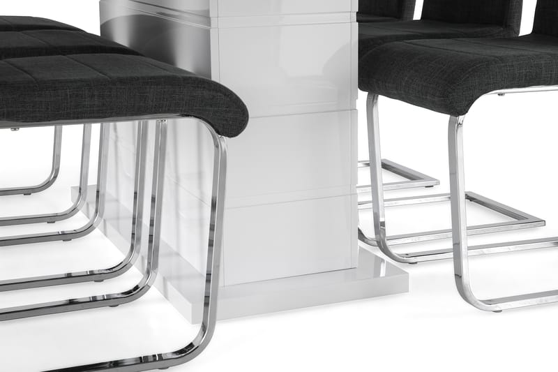 Ratliff Förlängningsbar Matgrupp 180 cm med 6 Cibus Stol - Vit/Grå/Krom - Möbler - Matplats - Matgrupp & matbord med stolar