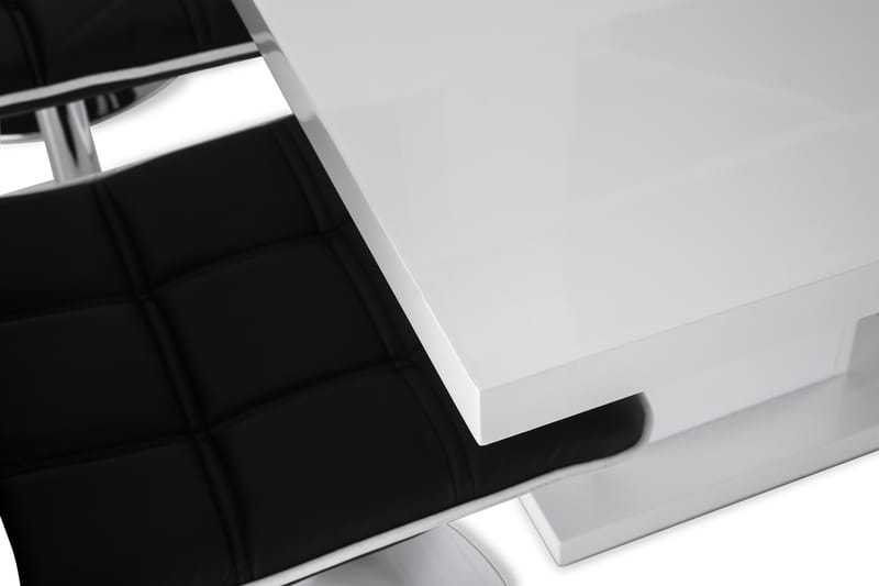 Ratliff Förlängningsbar Matgrupp 180 cm med 6 Frida Stol - Vit/Svart PU/Krom - Möbler - Matplats - Matgrupp & matbord med stolar