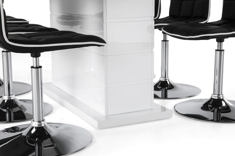 Ratliff Förlängningsbar Matgrupp 180 cm med 6 Frida Stol - Vit/Svart PU/Krom - Möbler - Matplats - Matgrupp & matbord med stolar