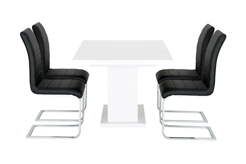 Ratliff Förlängningsbart Matgrupp 180 cm med 4 Cibus Stol - Vit/Svart - Möbler - Matplats - Matgrupp & matbord med stolar