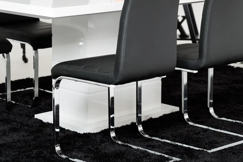 Ratliff Förlängningsbart Matgrupp 180 cm med 4 Cibus Stol - Vit/Svart - Möbler - Matplats - Matgrupp & matbord med stolar