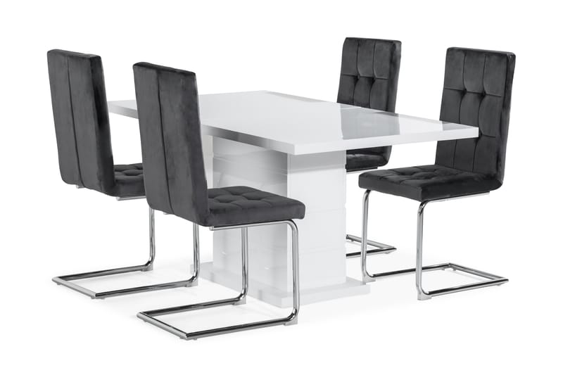 RATLIFF Matbord 160 cm 4 Gining chair, velvet HLR-21 - Matgrupp & matbord med stolar