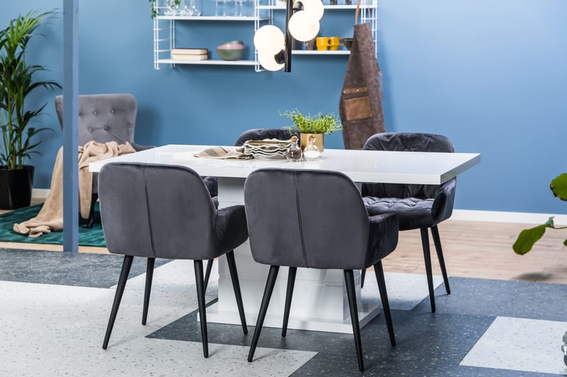 RATLIFF Matbord 160 cm  4 st Giovanni Stol Sammet - Möbler - Matplats - Matgrupp & matbord med stolar