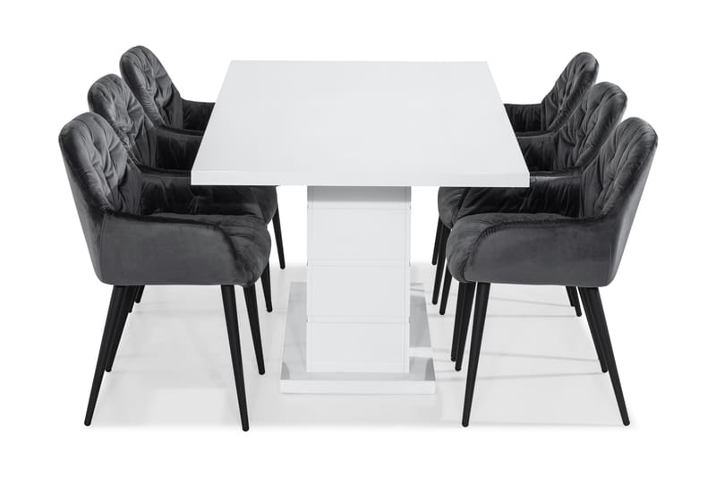 RATLIFF Matbord 180 cm  6 st Giovanni Stol Sammet - Möbler - Matplats - Matgrupp & matbord med stolar