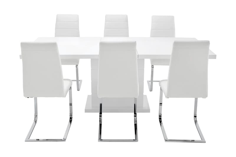 Ratliff Matgrupp 180 cm + 6 Sorado Stol - Vit/Krom - Möbler - Matplats - Matgrupp & matbord med stolar