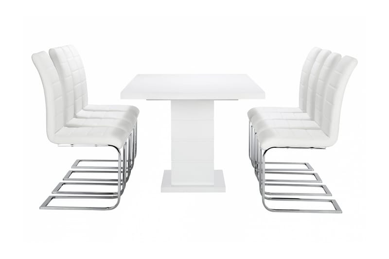 Ratliff Matgrupp 180 cm + 8 Sorado Stol - Vit/Krom - Möbler - Matplats - Matgrupp & matbord med stolar