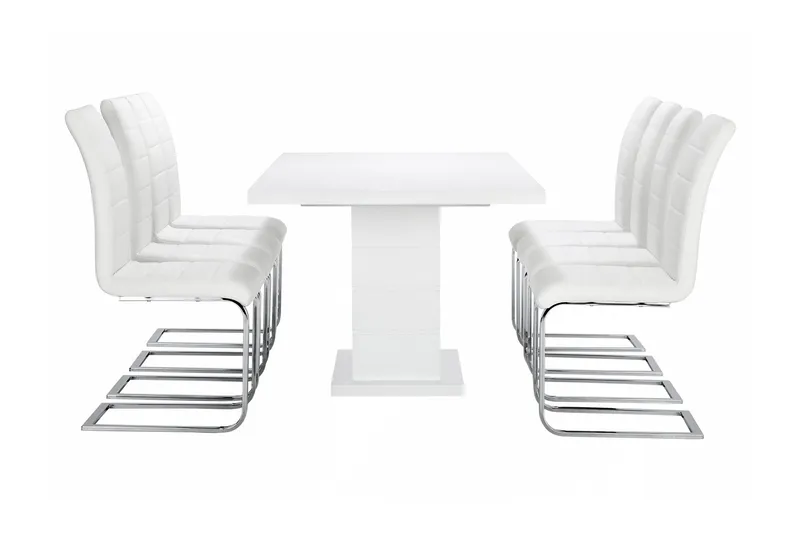 Ratliff Matgrupp 180 cm + 8 Sorado Stol - Vit/Krom - Möbler - Matplats - Matgrupp & matbord med stolar