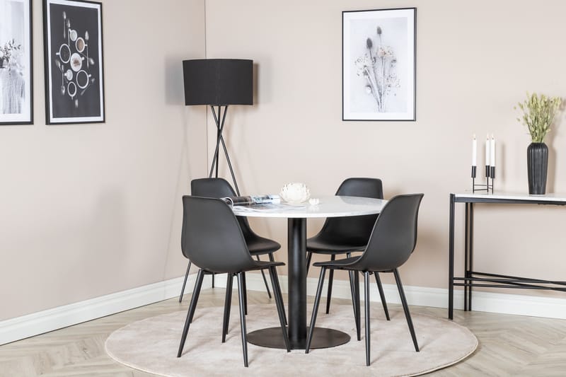 Razzia Matgrupp 106 cm Rund inkl 4 Ypas Stolar - Vit/Svart - Möbler - Matplats - Matgrupp & matbord med stolar