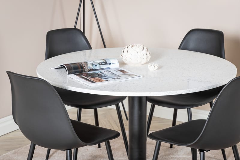 Razzia Matgrupp 106 cm Rund inkl 4 Ypas Stolar - Vit/Svart - Möbler - Matplats - Matgrupp & matbord med stolar