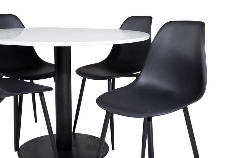 Razzia Matgrupp 106 cm Rund inkl 4 Ypas Stolar - Vit/Svart - Möbler - Matplats - Matgrupp & matbord med stolar