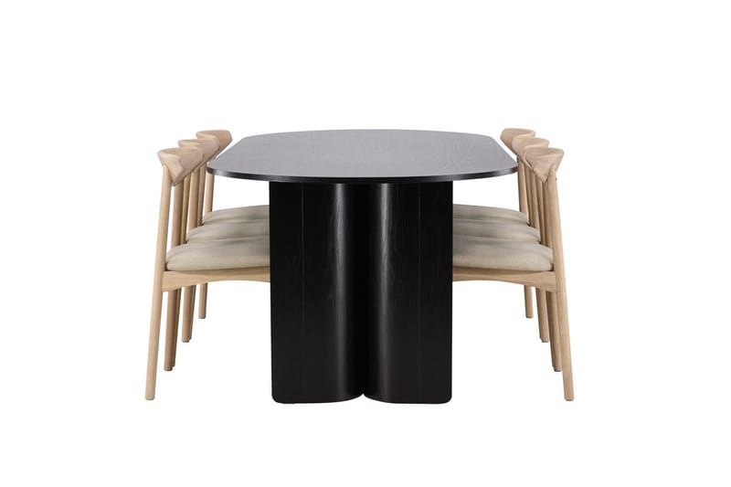 Rektangulär Matgrupp Tyresö 220 cm med 6 Ven Stolar - Svart/whitewash - Möbler - Matplats - Matgrupp & matbord med stolar