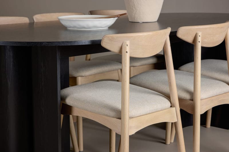 Rektangulär Matgrupp Tyresö 220 cm med 6 Ven Stolar - Svart/whitewash - Möbler - Matplats - Matgrupp & matbord med stolar