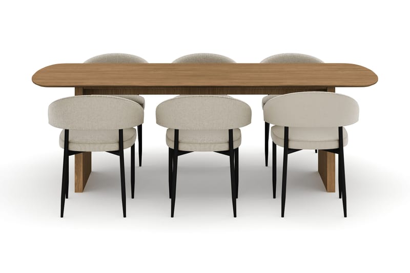 Richeto Matbord 240 cm med 6 Sawako Stolar - Natur - Möbler - Matplats - Matgrupp & matbord med stolar