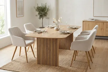 Richeto Matgrupp Ek 180 cm med 4 Filippa Matstolar - Ek/Vit - Möbler - Matplats - Matgrupp & matbord med stolar