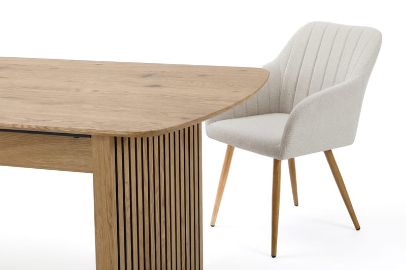 Richeto Matgrupp Ek 180 cm med 4 Filippa Matstolar - Ek/Vit - Möbler - Matplats - Matgrupp & matbord med stolar