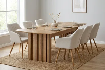 Richeto Matgrupp Ek 240 cm med 6 Filippa Matstolar - Ek/Vit - Möbler - Matplats - Matgrupp & matbord med stolar