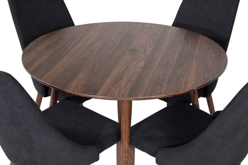 Ridones Matgrupp 100 cm Rund inkl 4 Campomar Stolar - Brun/Svart - Möbler - Matplats - Matgrupp & matbord med stolar