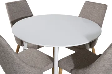 Ridones Matgrupp 100 cm Rund inkl 4 Ludvig Stolar - Vit/Ljusgrå/Ek - Möbler - Matplats - Matgrupp & matbord med stolar