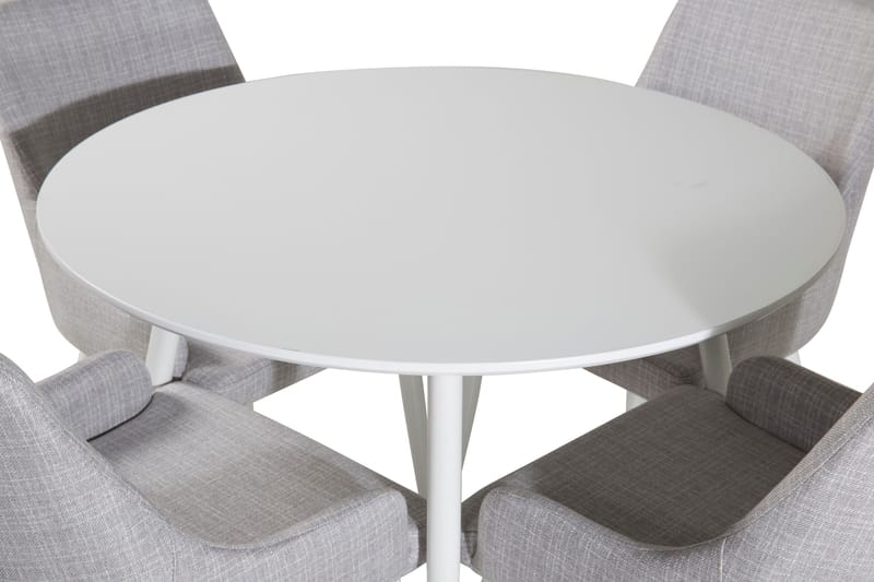 Ridones Matgrupp 100 cm Rund inkl 4 Ridones Stolar - Vit/Grå - Möbler - Matplats - Matgrupp & matbord med stolar